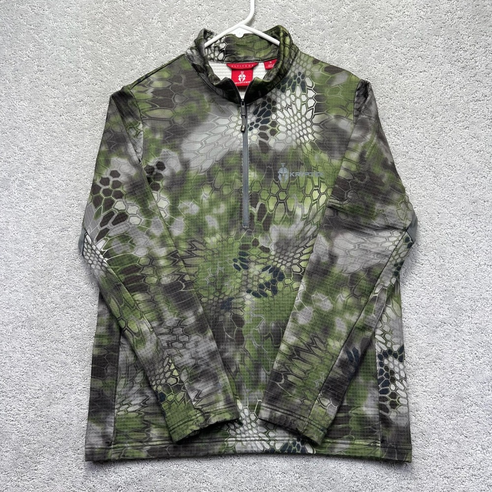 Kryptek Arma Fleece Pullover M Green Camo Half Zip Wool Blend Hunting Outdoor